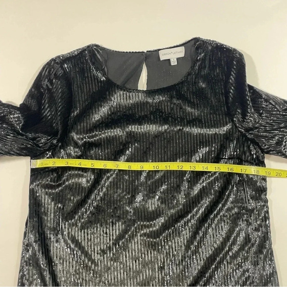 Gibson Latimer Velvet Metallic Stripe Shift Dress - Picture 7 of 8